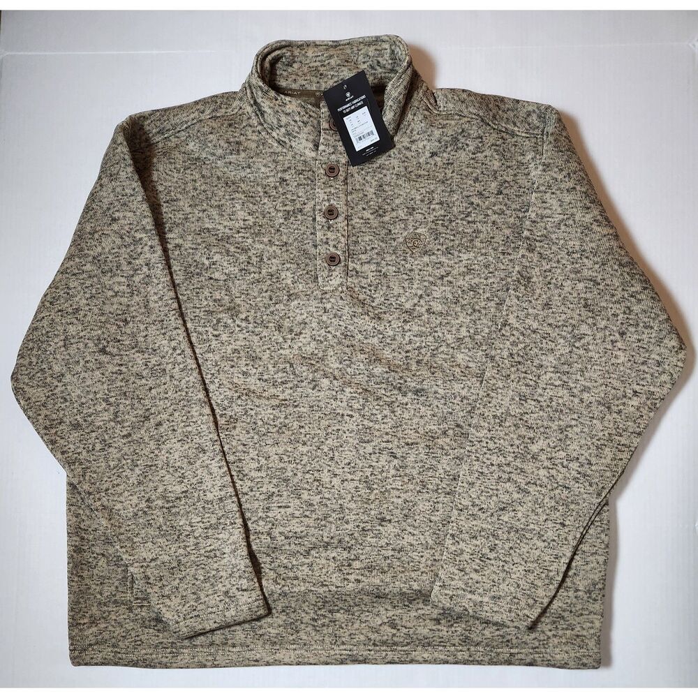 ARIAT Caldwell 1/4 Button Sweater Men's XXL Beige